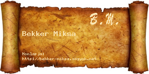 Bekker Miksa névjegykártya